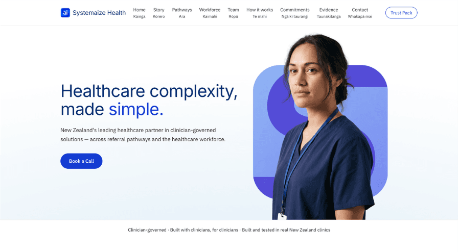 The Systemaize Health website's homepage.